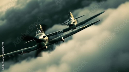 WWII aerial dogfight Spitfire vs Messerschmitt 4K Videos 