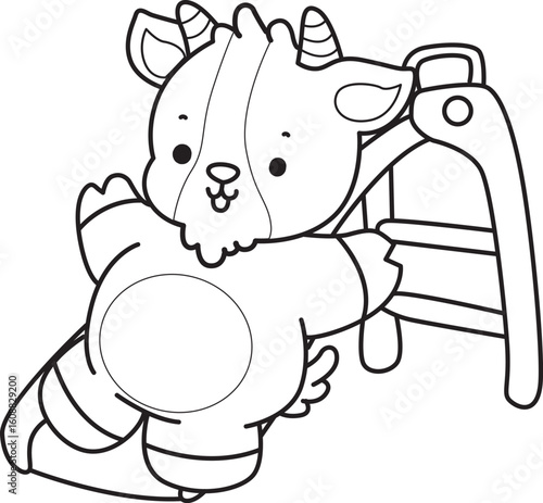 Coloring pages of cute goat animal icon stickers.
