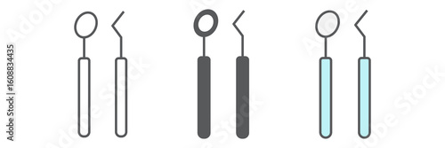 Dental tools icon collection, dental and stomatology, dentist tools sign vector set graphics, editable stroke linear icon, eps 10