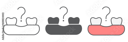 Missing tooth icon collection, dental and stomatology, loose tooth sign vector set graphics, editable stroke linear icon, eps 10