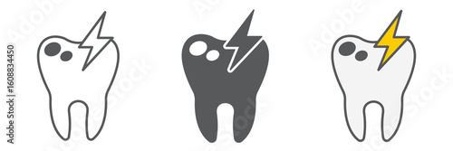 Sick tooth icon collection, dental and stomatology, toothache sign vector set graphics, editable stroke linear icon, eps 10