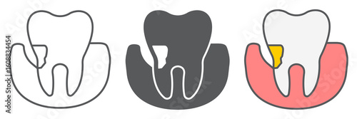 Periodontitis icon collection, dental and stomatology, periodontal tooth sign vector set graphics, editable stroke linear icon, eps 10
