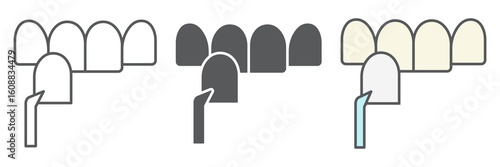 Dental veneer icon collection, teeth and stomatology, dental veneers sign vector set graphics, editable stroke linear icon, eps 10