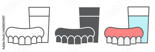 Denture icon collection, dental and stomatology, dentures sign vector set graphics, editable stroke linear icon, eps 10