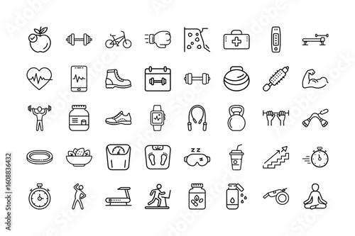 Health Icon Set for Fitness, Body and Wellness