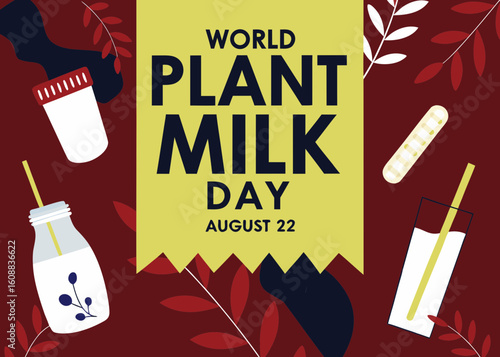 a vector featuring plant milk in jars with reusable items and greenery. suitable for environmental, vegan, and sustainability campaign materials.