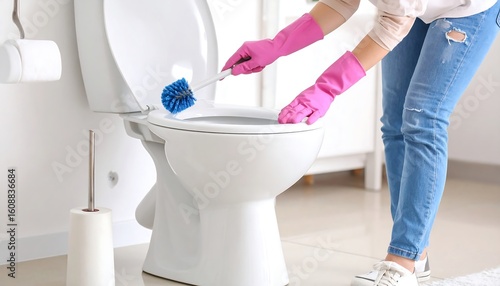 Person cleaning a toilet bowl with a brush (1)