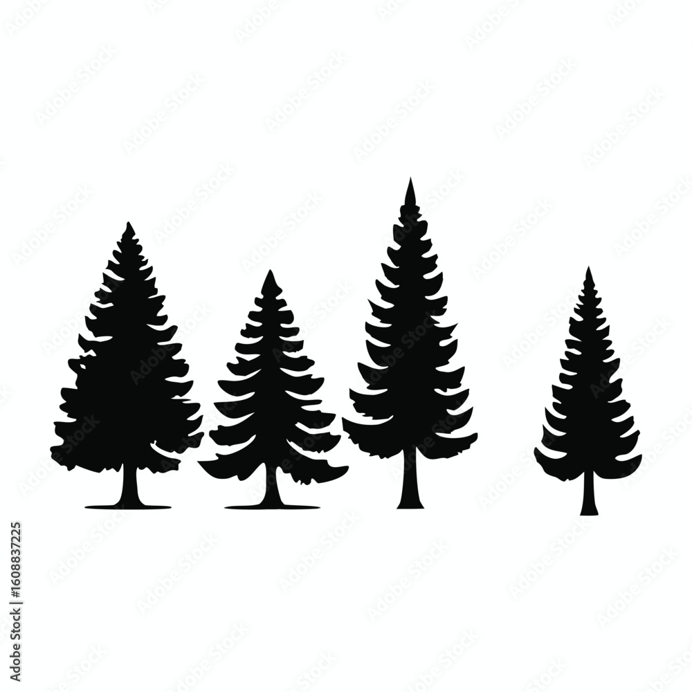 Obraz premium A vibrant vector illustration of a festive winter forest with green fir and pine trees, perfect for Christmas holiday decoration