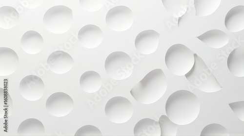 Wallpaper Mural Abstract White Pattern with Circular Cutouts Modern Geometric Design Torontodigital.ca