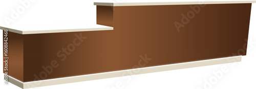 Long Wooden Reception Desk with Two Tiers