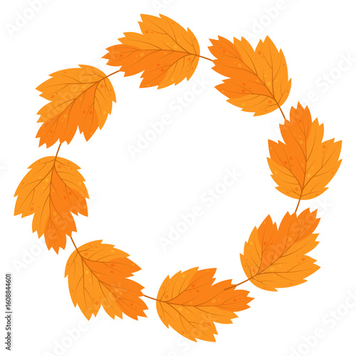 Autumn wreath with yellow leaves is perfect for seasonal designs, invitations, greeting cards or decorative frames.