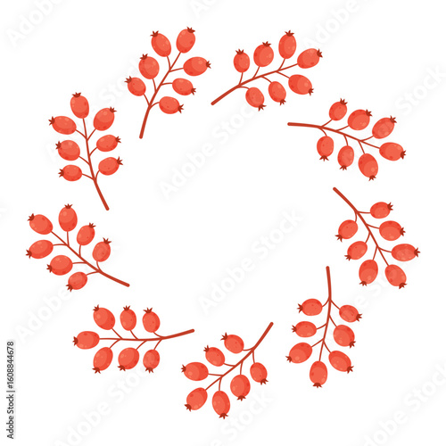 Wallpaper Mural Autumn red rosehip wreath is perfect for seasonal designs, invitations, greeting cards or decorative frames. Torontodigital.ca
