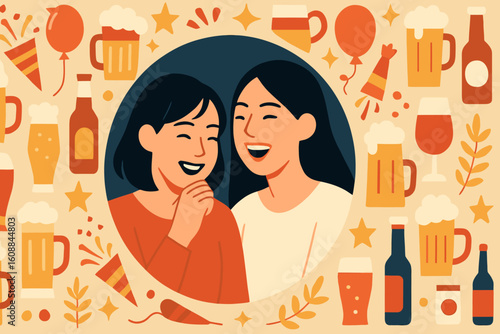 Joyful Social Gathering with Friends Celebrating and Laughing in a Fun and Festive Atmosphere