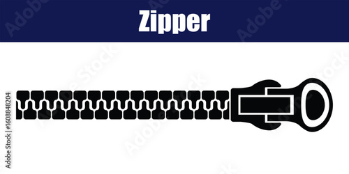Zipper Animation with Sliding Teeth and Moving Pull Tab A zipper animation where the teeth close with the pull tab sliding smoothly.