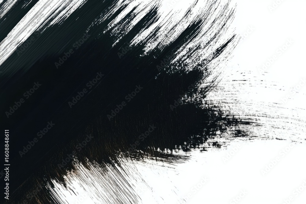 Obraz premium Minimalistic abstract black brushstroke on white background