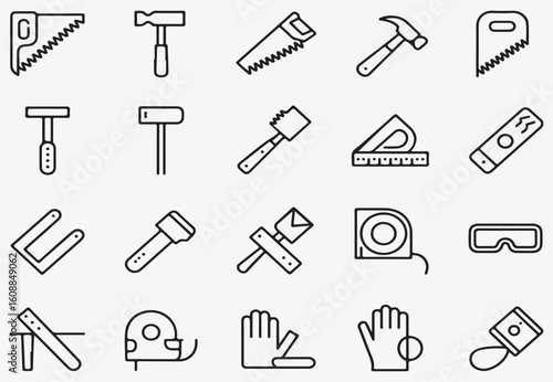 Tools and safety equipment icons hammer mallet