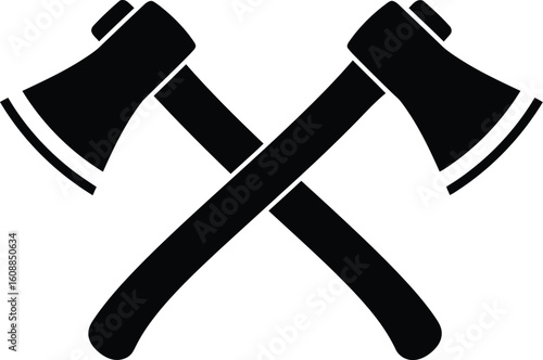 Crossed Axes Lumberjack Woodcutting Silhouette