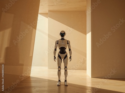 Futuristic Android in Minimalist Interior. A Glimpse into Tomorrows Reality.