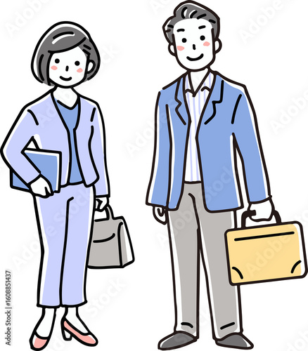 打ち合わせに行く男女のビジネスパーソン