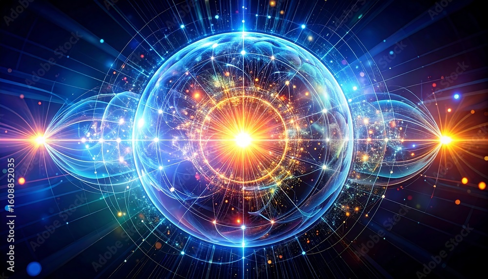 Fototapeta premium Experience dazzling energy spheres radiating vibrant light and intricate network connections for innovative projects