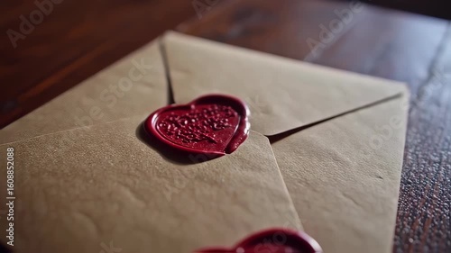 Sealed letter on wooden table