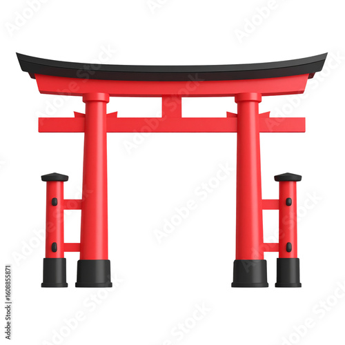 Japanese torii arch gate isolated on transparent background 