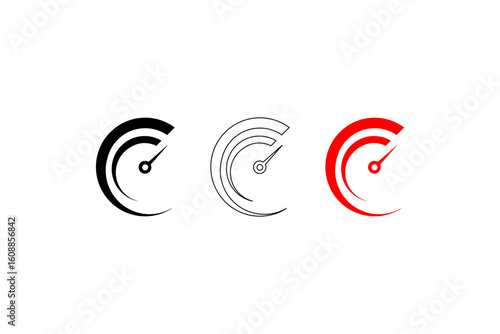 Speedometer Gauge Icon Set Performance and Progress Indicator