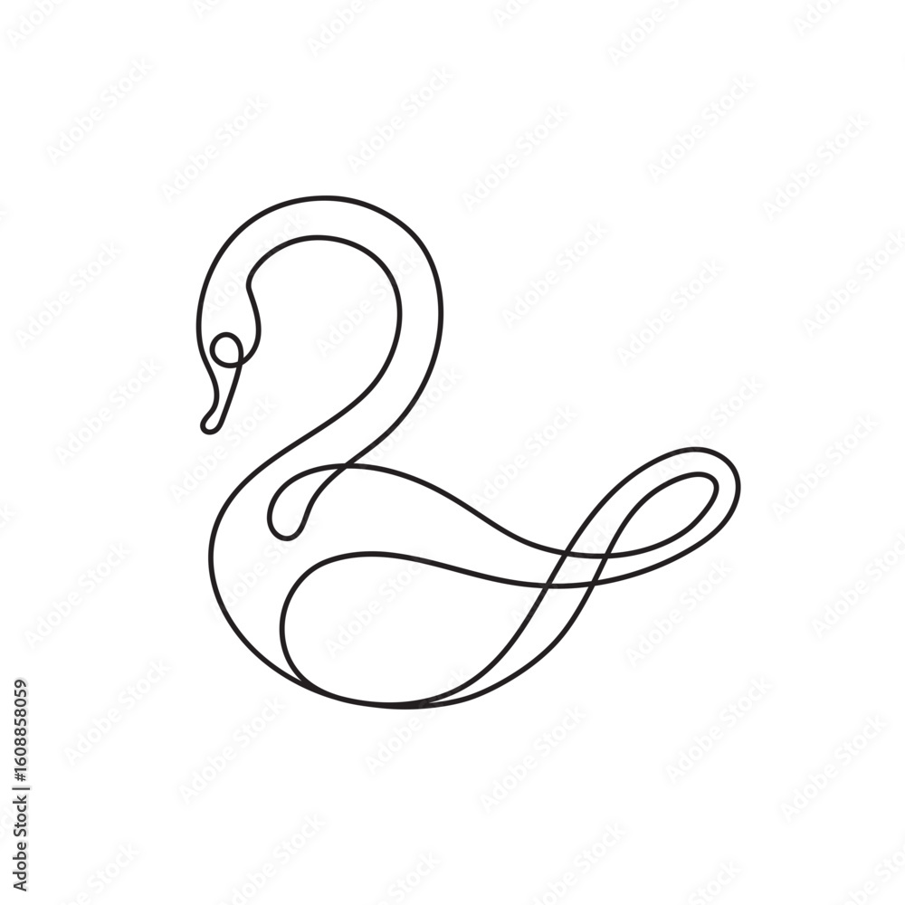 Obraz premium Swan continuous line drawing isolated vector template