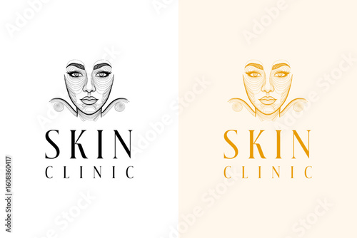 abstract woman face designed with curvy lines vector illustration, logo for dermatologist, beauty clinic, skin specialist, healthy skin, facial clinic, cosmetics brand, skin clinic, and more