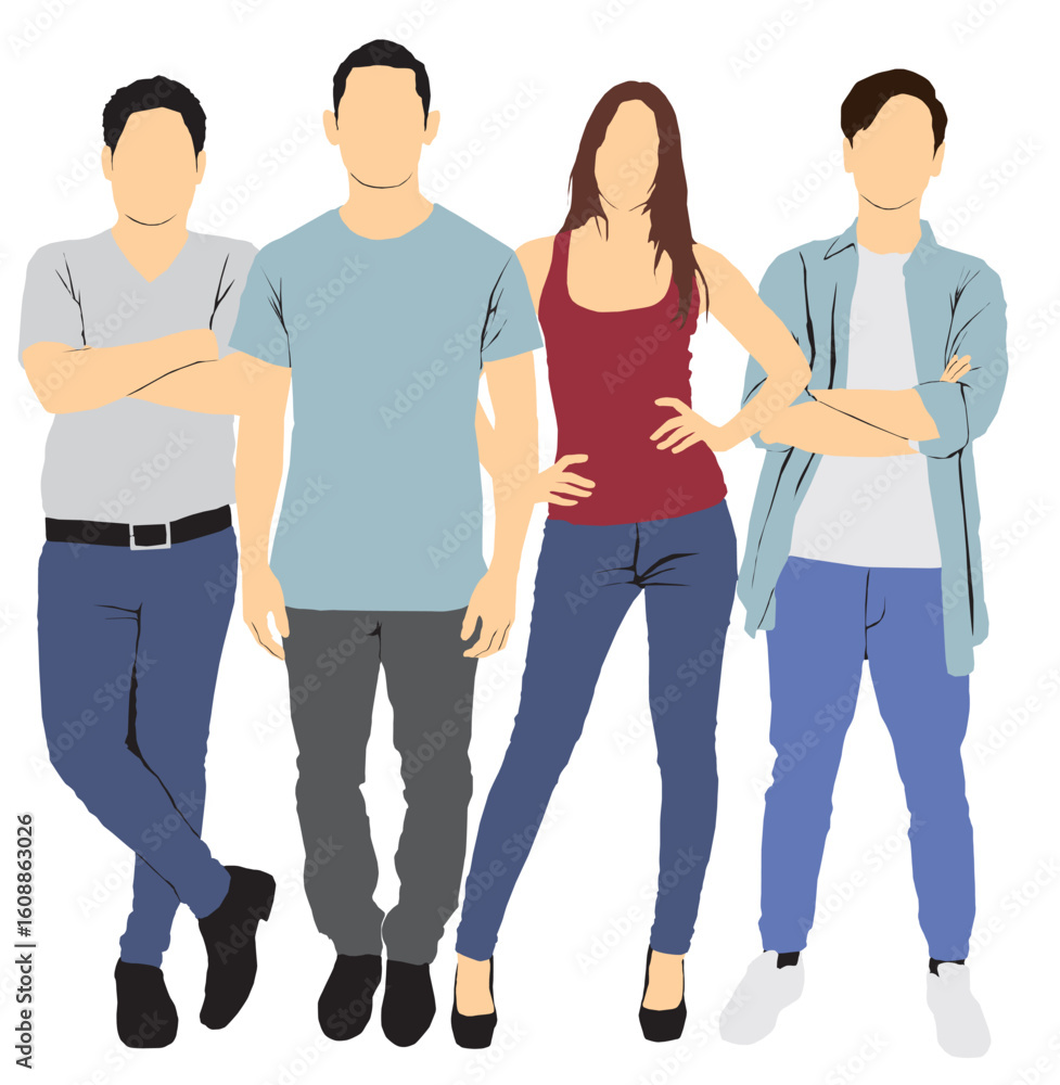 Obraz premium group of young people full length