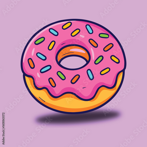 Yummy doughnut vector cartoon icon sticker