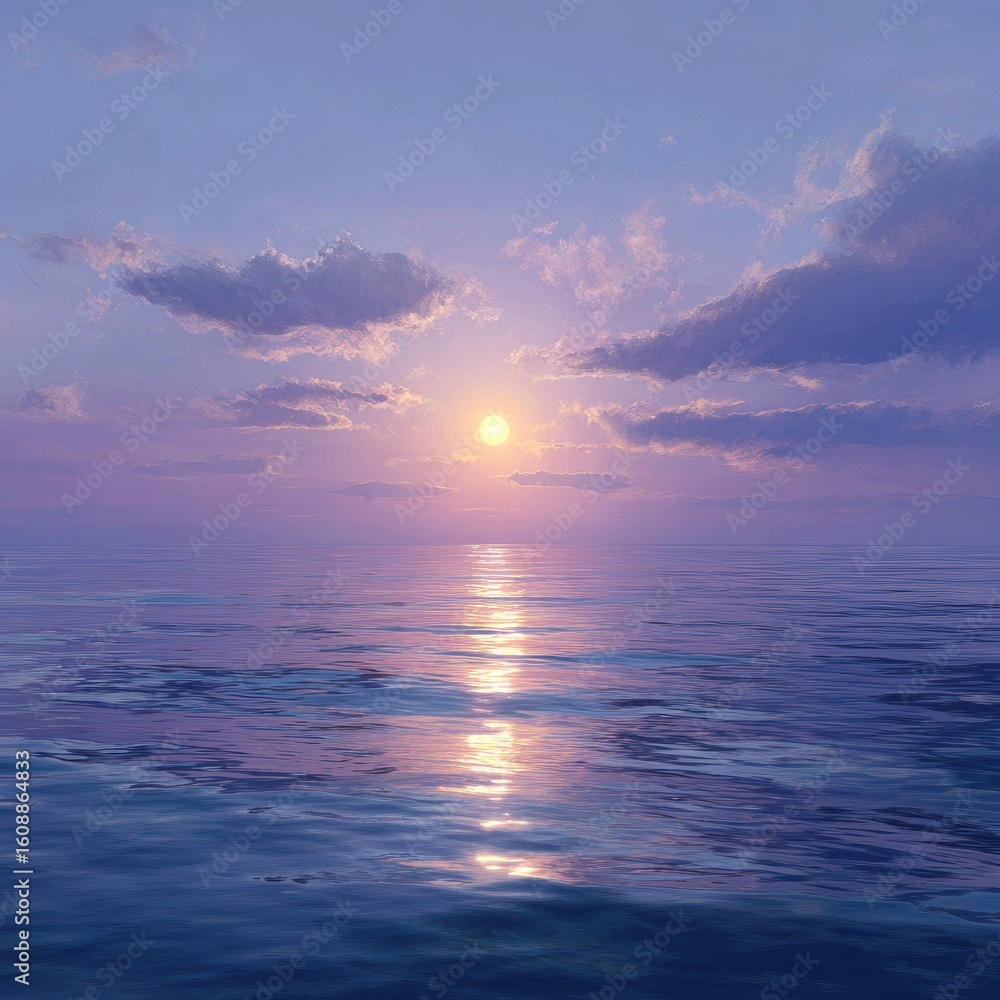 Obraz premium Serene sunset over a calm ocean