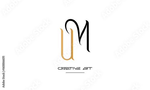 MU, UM, M, U abstract letters logo monogram