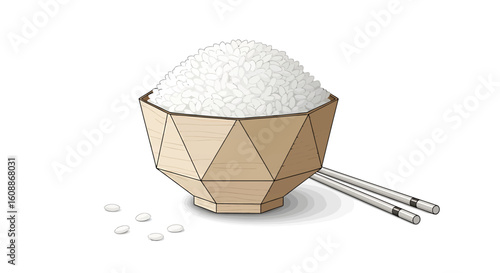 Bowl of perfectly cooked rice with chopsticks offers a delightful culinary experience for your