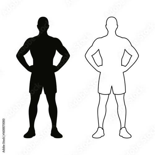 Man body builder figure character black and white 