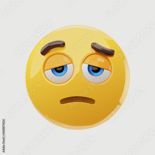 Jealous vector depicts yellow emoji looking dejected with envy. Ideal for illustrating emotions, envy, boredom, or social media concepts.