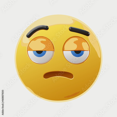 Jealous vector depicts yellow emoji looking dejected with envy. Ideal for illustrating emotions, envy, boredom, or social media concepts.