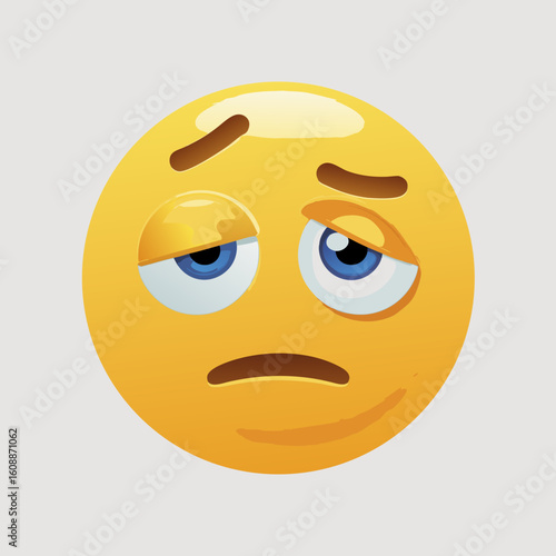 Jealous vector depicts yellow emoji looking dejected with envy. Ideal for illustrating emotions, envy, boredom, or social media concepts.