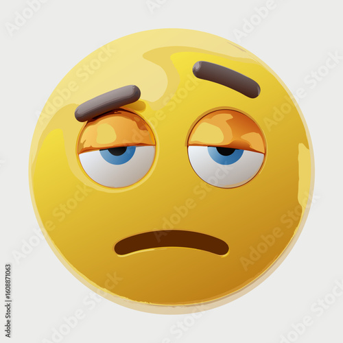 Jealous vector depicts yellow emoji looking dejected with envy. Ideal for illustrating emotions, envy, boredom, or social media concepts.