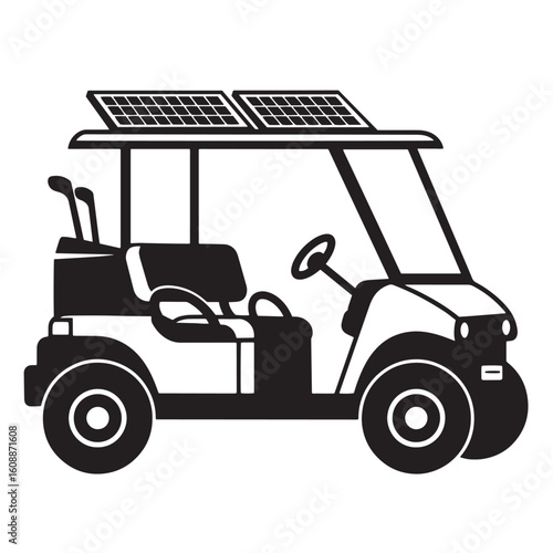 black golf cart with solar panels clip art preview