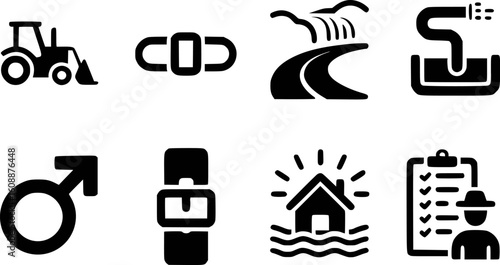 Tractor water hose road symbol watch flood checklist loader construction