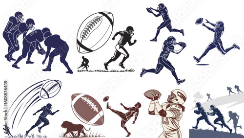 Football Action Silhouette – Isolated Soccer Ball and Player Movement Vector