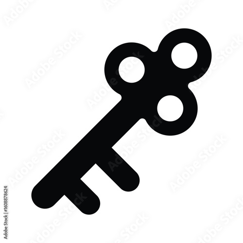 Stylish glyph style icon of old vintage key