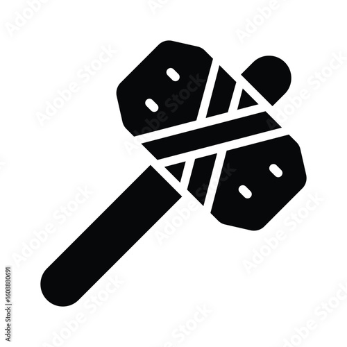 Premium glyph style icon of broken stone hammer