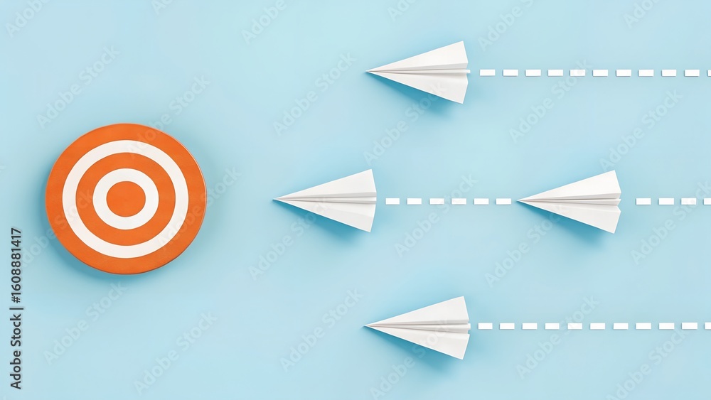 Paper Airplanes Aiming for Target Achieving Goals Concept Paper Airplanes Aiming for Target Achieving Goals Concept