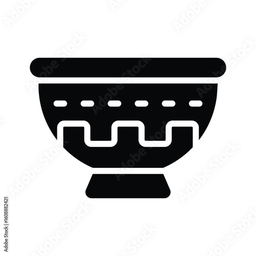 Trendy glyph style icon of painted ancient bowl