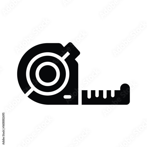 Premium glyph style icon of coiled measuring tape
