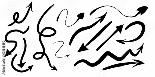 Curved Arrow Sketch Lines Hand‑Drawn Style Vector