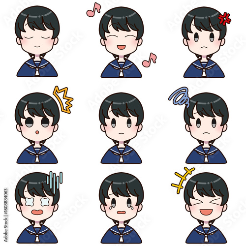 セーラー服を着た女の子の表情差分セット6