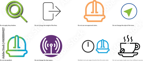 save, Hotspot, and Power off Electronic option icon sheet  design. 